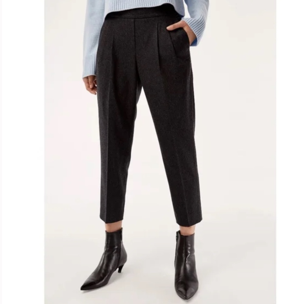 Babaton Aritizia Cohen Wool Cashmere Pants Charcoal Grey Cropped Trousers Size 2